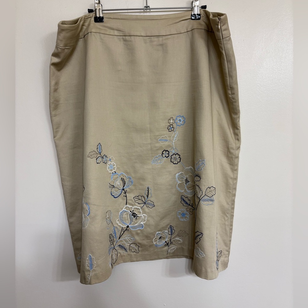 Covington Tan Midi Pencil Skirt Embellished